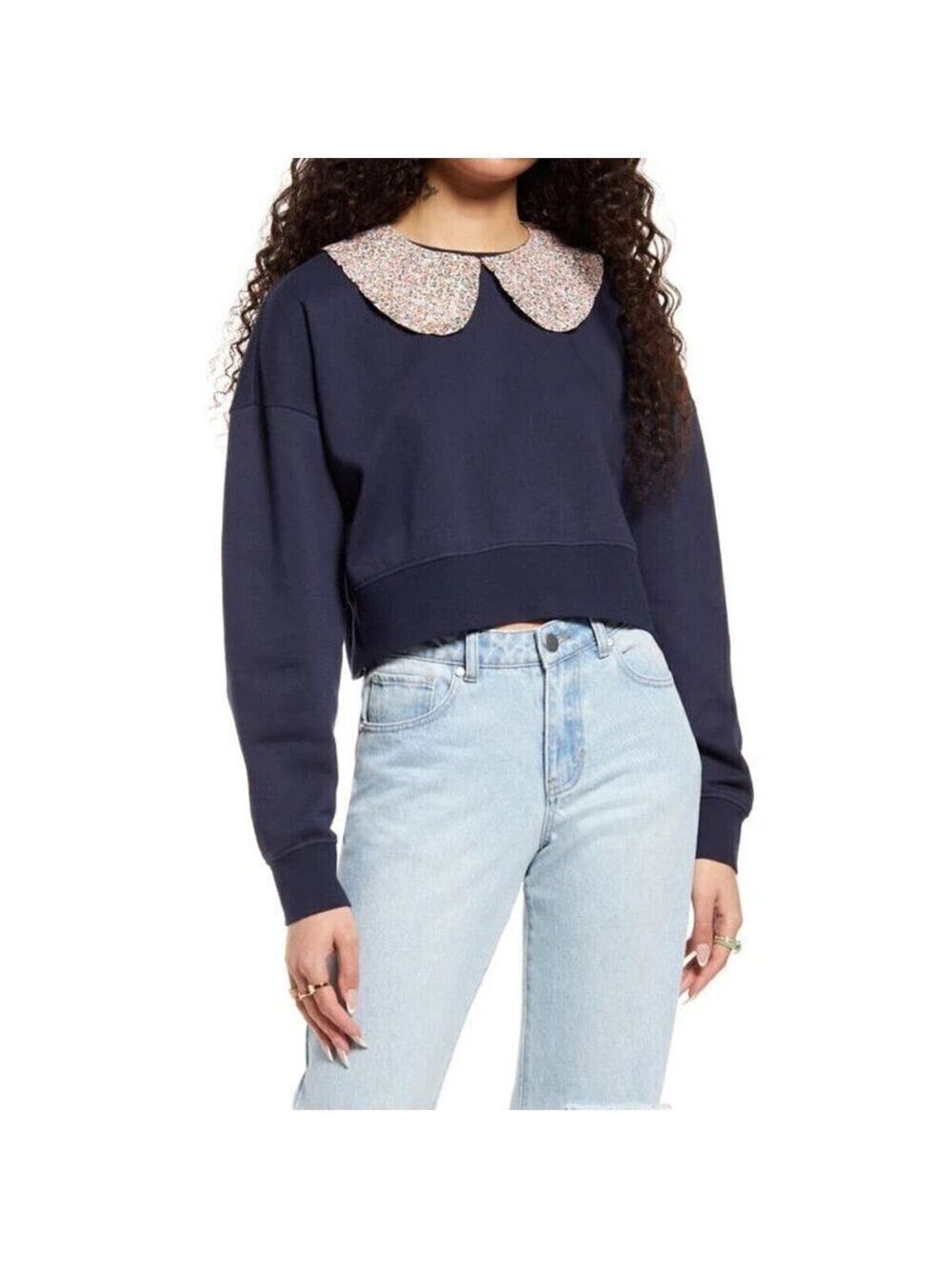 BP BNWOT women peter pan collar sweatershirt sz 2X plus navy blue